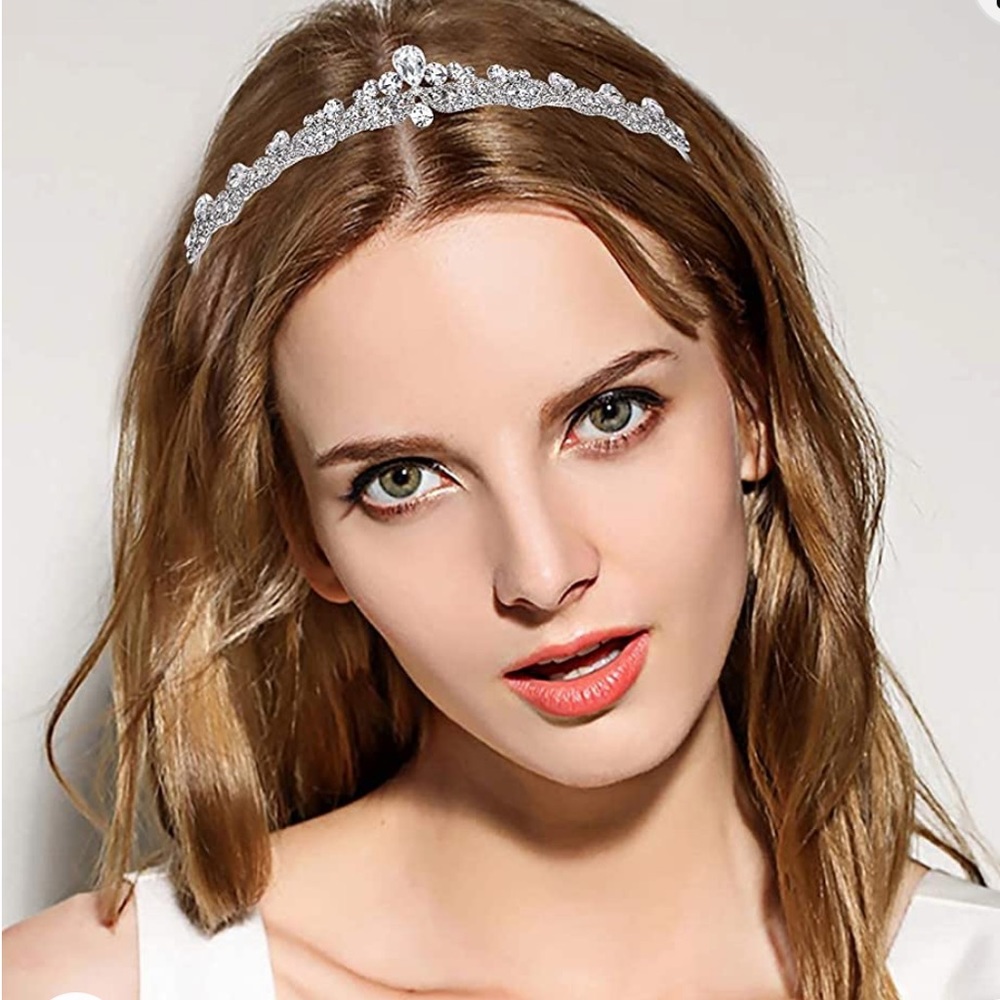 EVER FAITH Women Austrian Crystal Wedding Teardrop Hair Tiara Clear Silver-Tone